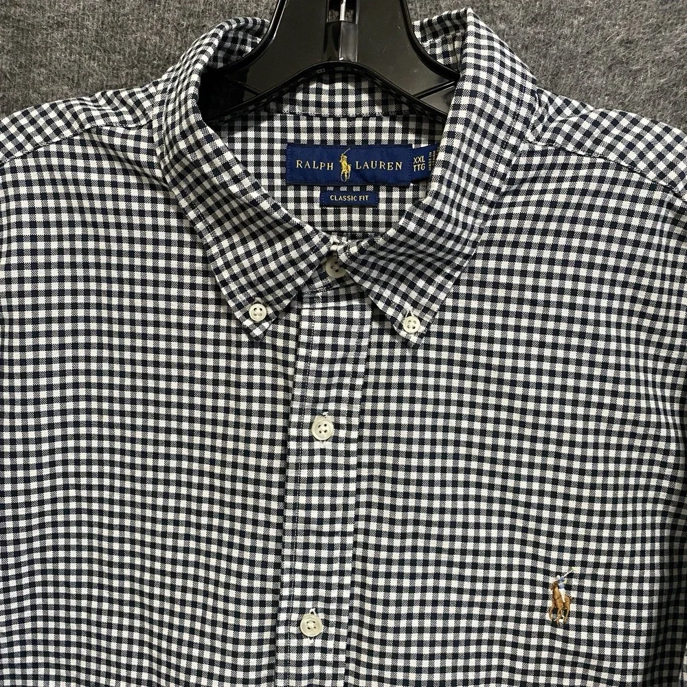 Polo Ralph Lauren Classic Gingham Oxford Button Down‎ Shirt Mens XXL Flesh Pony